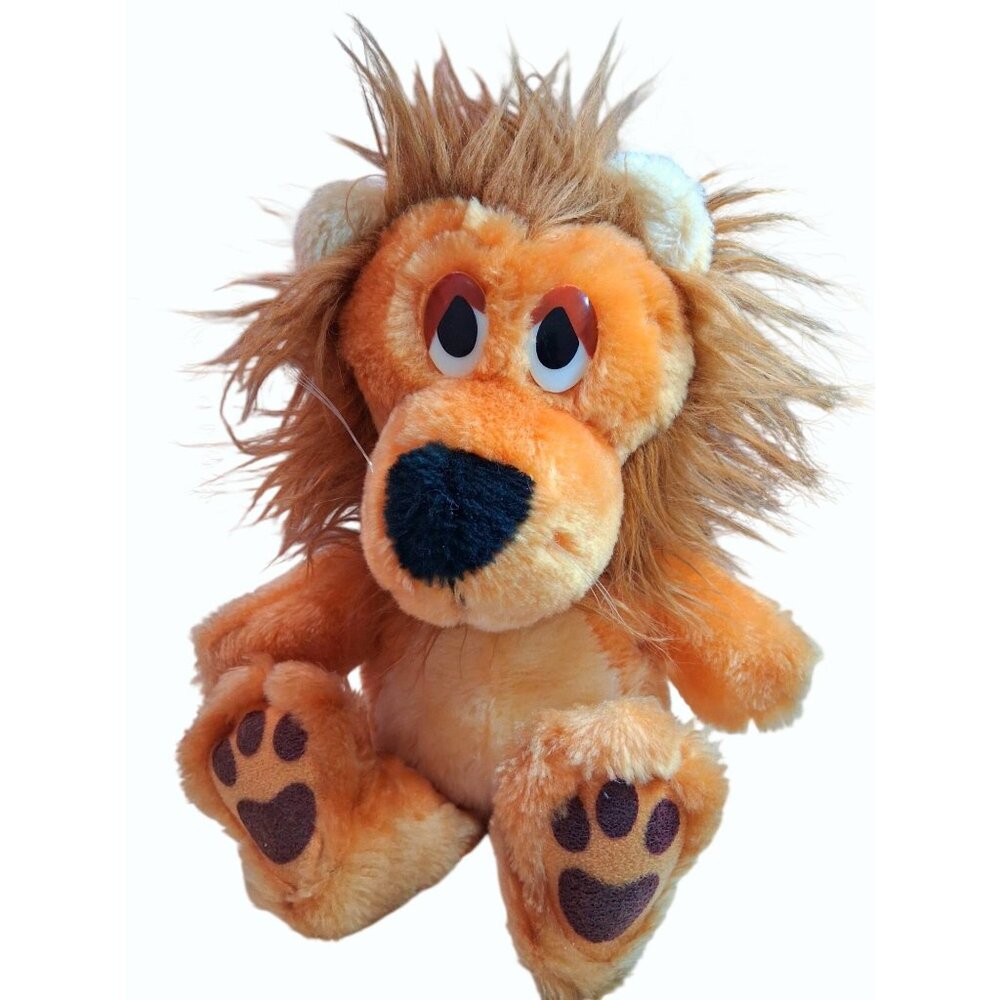 Dakin Plush Lion Stuffed Animal Toy 12" Orange Brown Faux Fur Mane Paw Details K